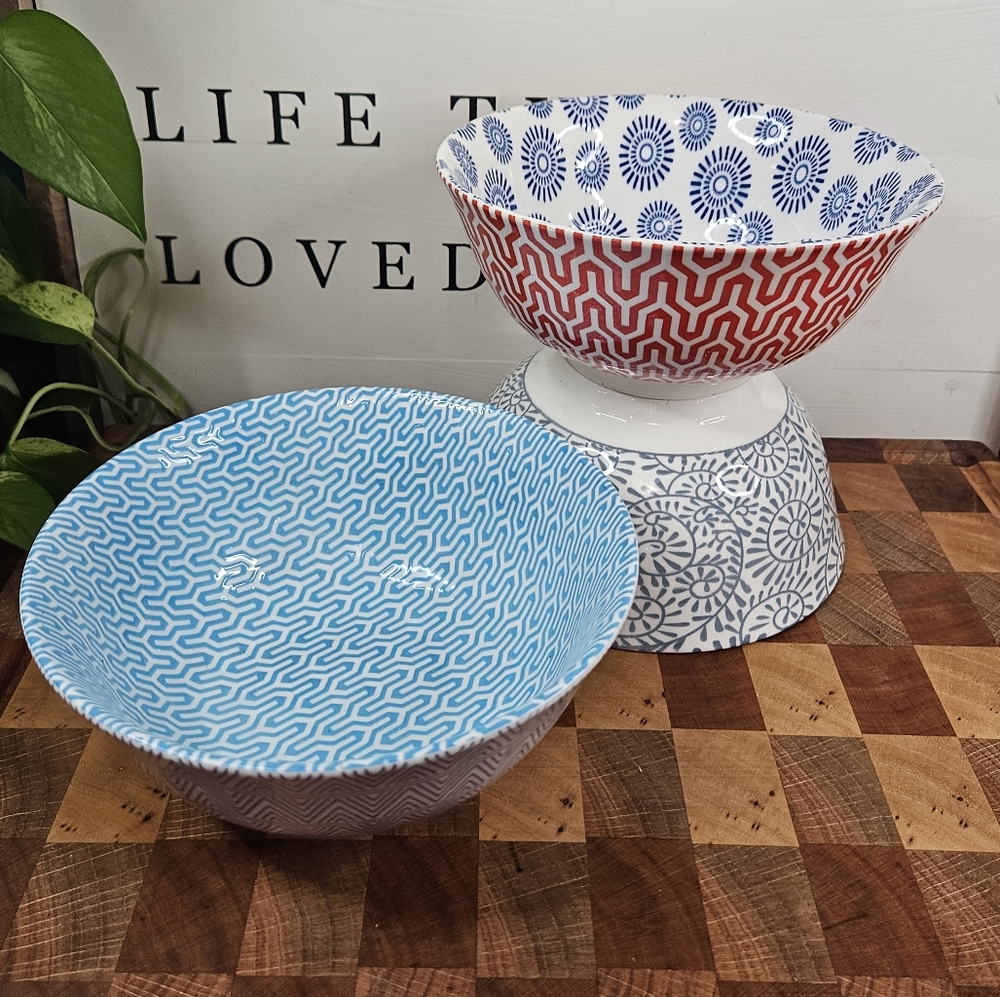 Amazingware Porcelain Salad Bowls 18 Ounce Cereal, Soup, Salad Pasta, set of 3 - Picture 1 of 12